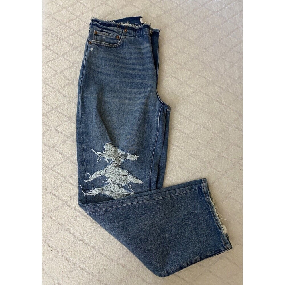 Abercrombie & Fitch Women’s The Boyfriend Mid Rise NWT Blue Ripped Jeans 29/8R